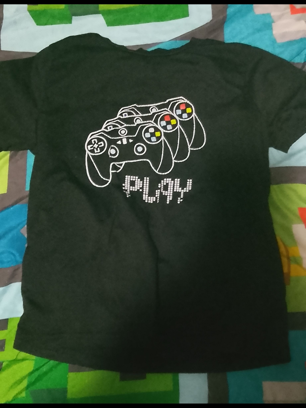 SHEIN Black Gamer Tee with Controller Graphic